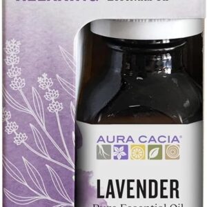 Aura Cacia 100% Pure Lavender Essential Oil, 0.5 fl. oz, Calm Relaxing Aroma, Therapeutic Grade, Ethically Sourced Lavender
