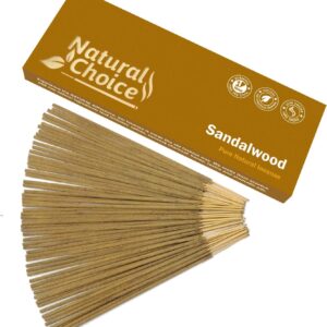 Sandalwood Incense Sticks 100 Grams, Low Smoke Traditional Incense Sticks Made from Scratch, Never Dipped (Sandalwood, Single Pack)